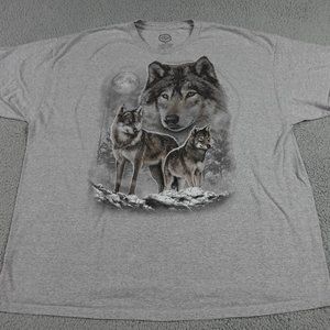 DOM Wolf Mountain Graphic T Shirt Mens 3 Extra Large XXXL Short Sleeve Crew Neck
